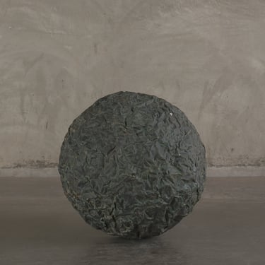 LARGE SCULPTURAL WRINKLED METAL SPHERE, 20TH C