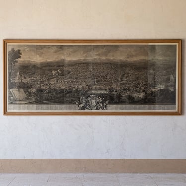 Grand 18th C. Engraving of the View of Rome from Janiculo Hill West of the Tiber by Giuseppe Vasi