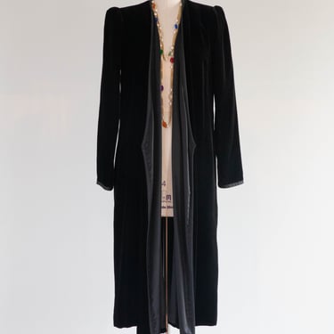 Elegant Vintage Yves Saint Laurent Black Velvet Evening Coat / Size SM