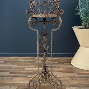 Italian Baroque Style Wrought Iron & Gilt Metal Plant Stand 