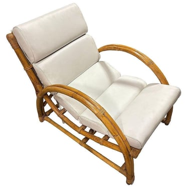 Restored MCM Rattan Double-Strand Half Moon Arm Lounge chair 