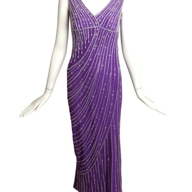 BOB MACKIE- 1990s Lavender Sequin Evening Gown, Size 4P