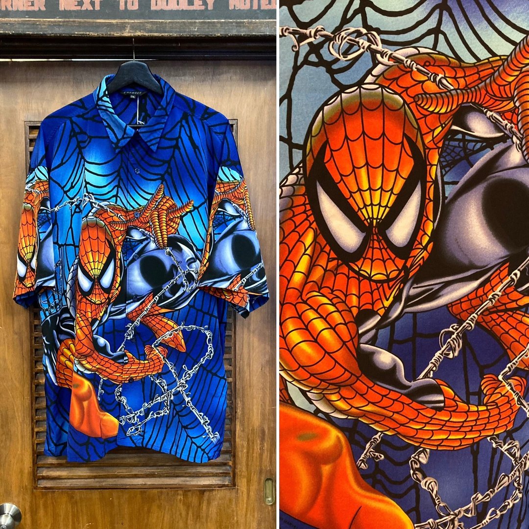 Vintage 2000's Dated 2001 Spider-Man Marvel All Over Print AOP Hawaiian  Shirt, Size XXL 2XL, Y2...