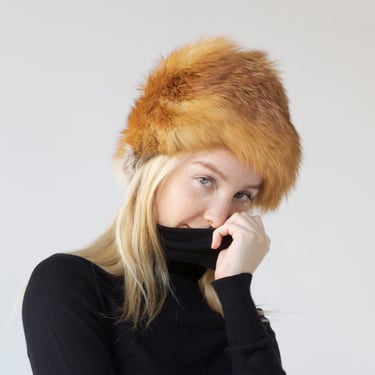 vintage genuine fox fur bucket hat 