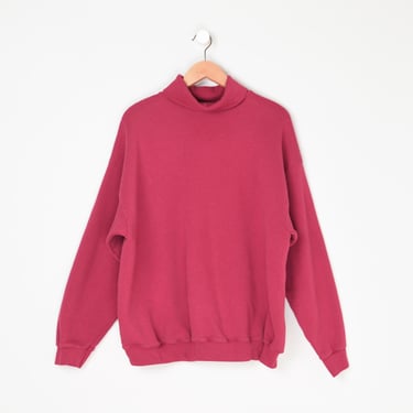 Vintage 90s Cherry Red Turtleneck Sweatshirt - 