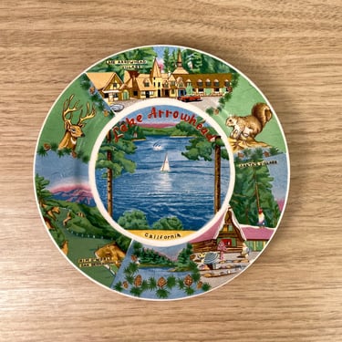 Lake Arrowhead souvenir plate - Santa's Village - 1950s vintage 