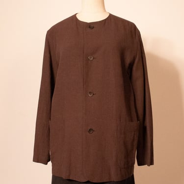 Miyake Plantation brown linen 2-pocket jacket 