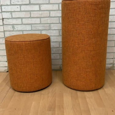 Mid Century Modern Knoll Rockwell Unscripted Swivel Bar and Low Stool - Set of 2 (Orange)