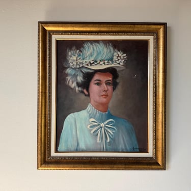 1981 Vintage Oil on Canvas Portrait Painting by Gehrenbeck 