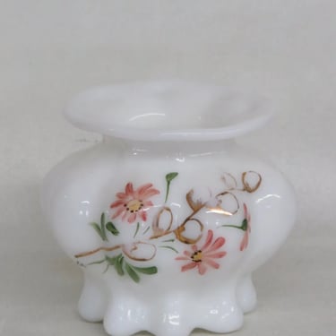 Consolidated Glass Hand Painted Floral White Catalonian Melon Vase 3230B
