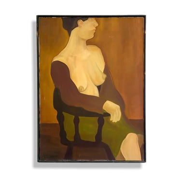 Seated Nude Portrait Oil on Canvas 1964 Painting