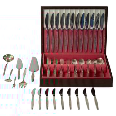Gorham American Modernist Sterling Silver Flatware Set for 8 Service 77 Pieces 