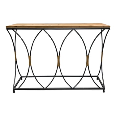 Organic Modern Small Wood and Metal Console Table