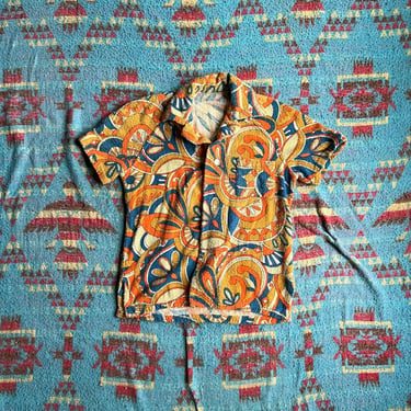Vintage 70s Homemade Button Up Robe Shirt 