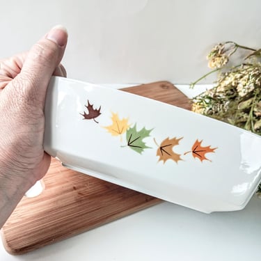 Franciscan Indian Summer Rectangle Vegetable Serving Dish/1960s Retro Mid Century Kitchen/ Vintage Dinnerware/ Autumn Thanksgiving Leaves 