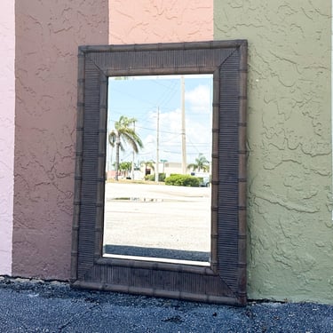 West Indies Style Faux Bamboo and Rattan Mirror