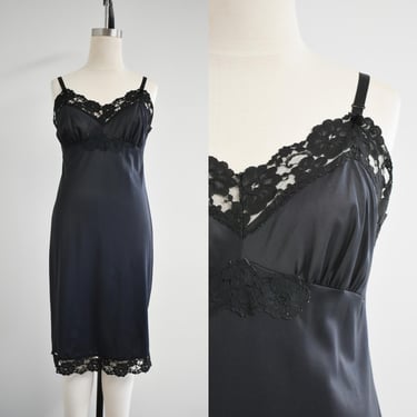 1980s Black Lace Slip 