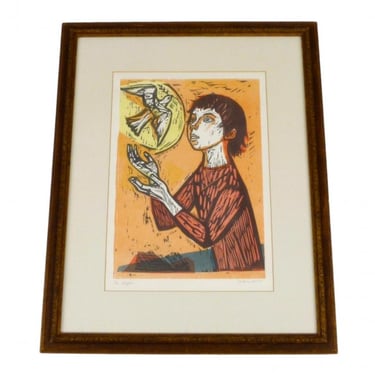 1950s Signed Woodblock Print by Irving Amen