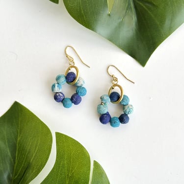 Kantha Orbital Earrings | Azure