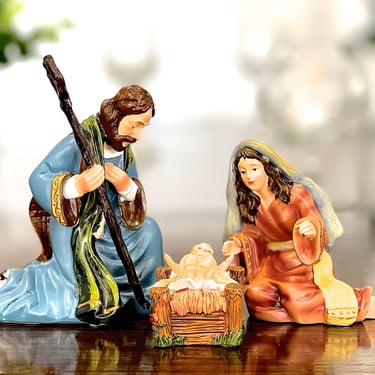 VINTAGE: 3pcs - Holy Family Nativity - Thomas Kinkade Nativity by Hawthorne Village - Discontinued Set - Replacements - SKU 15-B1-00034981 