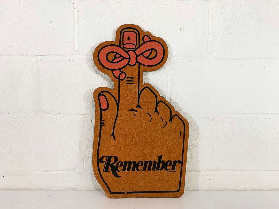 Vintage Bulletin Board Corkboard Hand Finger Remember Message Reminder