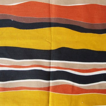 Vintage 70s Mod Fabric Orange Goldenrod Upholstery Weight 1.3 Yds 