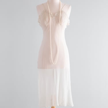 Ethereal 1930's Silk Chiffon Sheer Bias Cut Slip Dress / Medium