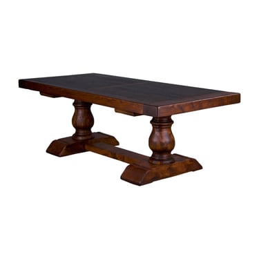 Country French Monastery Style Oak Trestle Dining Table 