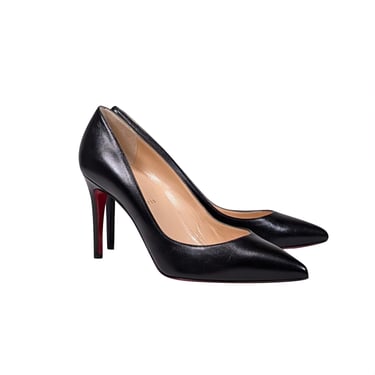 Christian Louboutin - Black Leather Pointed Toe Pumps Sz 11