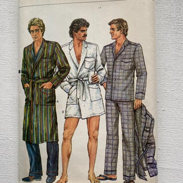 80's Vintage Vogue For Men, Robe And Pajamas, Medium Size 38-40 Chest, Sewing Pattern, UNCUT 