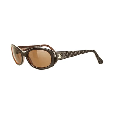Chanel Brown Logo Oval Sunglasses