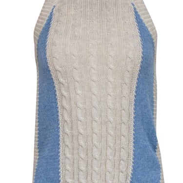 Cotton by Autumn Cashmere - Cream & Light Blue Cable Knit Tank Sz XS