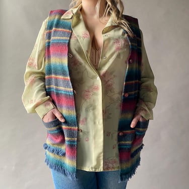 Vintage 90s Striped Southwestern Style Vest / Vintage Southwestern Vest XL / Vintage Plus Sized Vest / Plus Size Vintage XL / 90s Vest XL 