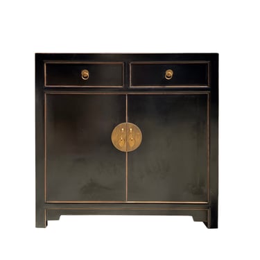 Chinese Simple Narrow Black Lacquer Drawers Side Table Cabinet cs7307E 