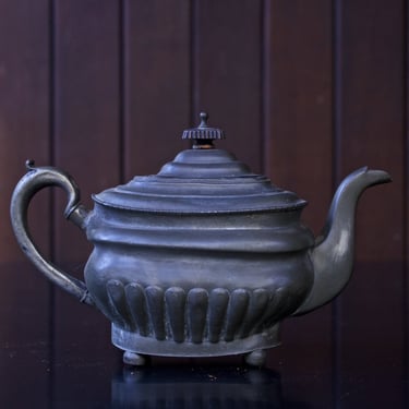 18th Century Square Pewter Teapot W.Tutin Company England Relic Film Prop Retail Boutique 