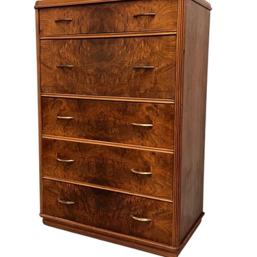 Free Shipping within Continental US - Vintage Art Deco Retro Figured walnut Burl wood Dresser With Fold out Writing Desk 