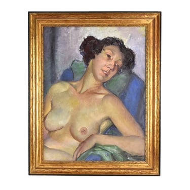 Howard Church 1930’s Oil Painting Portrait of Nude in Repose 
