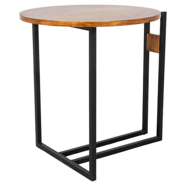 Postmodern Pine &amp; Metal Wood End Table