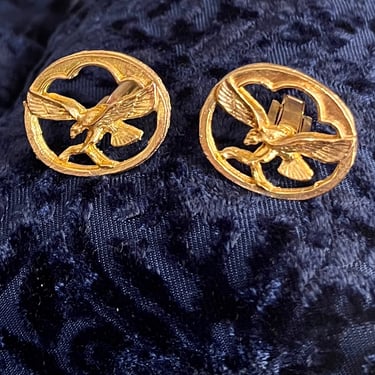 American Eagle Cuff Links, Cut Out Design, Gold Tone, Cufflinks, Vintage 60s 70s 