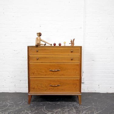 Vintage MCM walnut wood 4 drawer dresser by Longstrom Fine Furniture 01 | Free delivery only  in NYC and Hudson Valley areas 