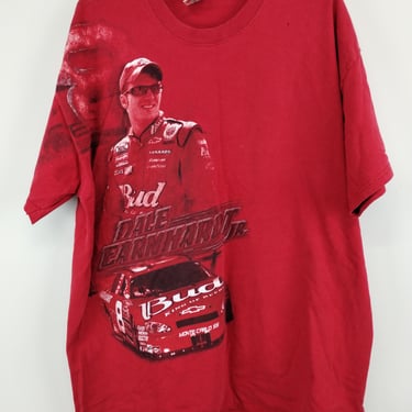 XL 90’s Chase Authentics Racing Nascar Dale Budweiser Beer Red T-Shirt Cotton 1990s 1980s Racing Tee Race Baggy Oversized Mall Goth 