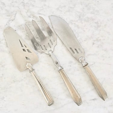 vintage French silverplate art deco serving ware, set of 3