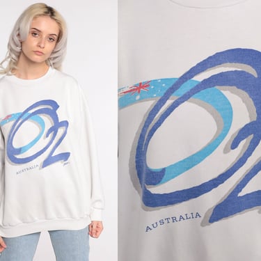 Australia Sweatshirt 90s Sweatshirt Slouchy Jumper Pullover White Graphic Travel Vintage Extra Large xl 