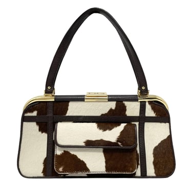 Dolce &amp; Gabbana Brown Cow Print Top Handle Bag