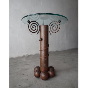 Forged Iron and Glass Side Table by Carlos De Anda 