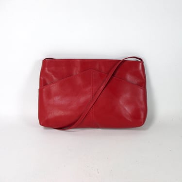 Red Leather Crossbody Purse Vintage 1980s New Wave Handbag Lipstick Red Shoulder Bag Leather Purse Red Leather Bag Juliette USA 