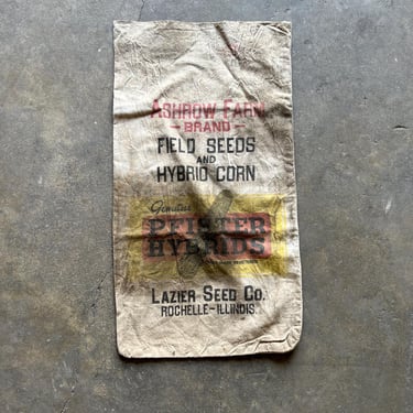 Vintage 1940s Pfister Hybrids Seed Sack Lazier Seed Co Rochelle Il 