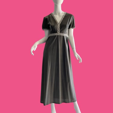 60s Metallic Beaded Evening Gown, Vintage Silver Beaded Rhinestone Party Wedding Dress Medium 