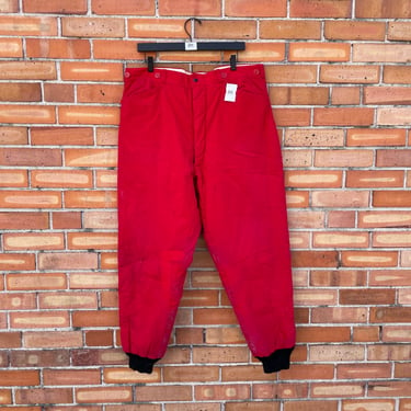 vintage 50s red puffer snow pants / 40" XXL 2xl 