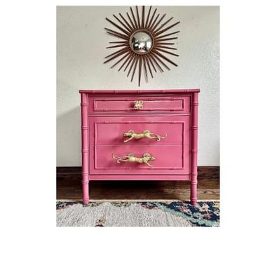 Customizable Thomasville Style Faux Bamboo Dresser/Large End Stand/End Table/Chest of Drawers 